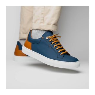 Zelli Italia Diaz Men's Shoes Navy Rubberized Calf-Skin Leather Sneaker (ZEL1062)