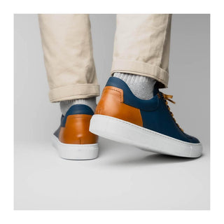 Zelli Italia Diaz Men's Shoes Navy Rubberized Calf-Skin Leather Sneaker (ZEL1062)