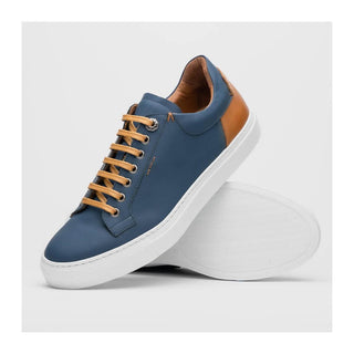 Zelli Italia Diaz Men's Shoes Navy Rubberized Calf-Skin Leather Sneaker (ZEL1062)