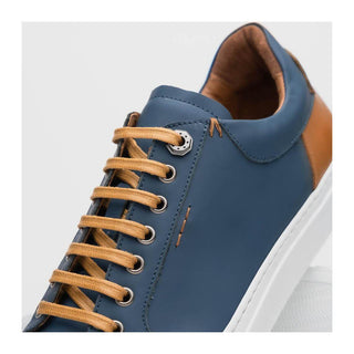 Zelli Italia Diaz Men's Shoes Navy Rubberized Calf-Skin Leather Sneaker (ZEL1062)