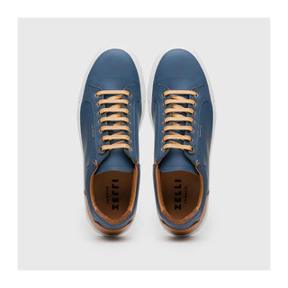 Zelli Italia Diaz Men's Shoes Navy Rubberized Calf-Skin Leather Sneaker (ZEL1062)