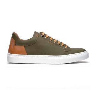 Zelli Italia Diaz Men's Shoes Olive Rubberized Calf-Skin Leather Sneaker (ZEL1062)