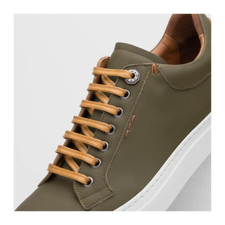 Zelli Italia Diaz Men's Shoes Olive Rubberized Calf-Skin Leather Sneaker (ZEL1062)