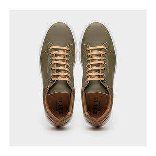 Zelli Italia Diaz Men's Shoes Olive Rubberized Calf-Skin Leather Sneaker (ZEL1062)