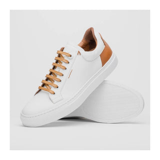 Zelli Italia Diaz Men's Shoes White Rubberized Calf-Skin Leather Sneaker (ZEL1062)