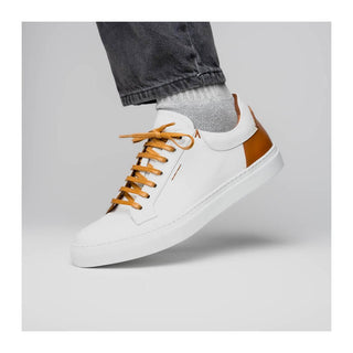 Zelli Italia Diaz Men's Shoes White Rubberized Calf-Skin Leather Sneaker (ZEL1062)