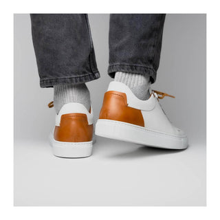 Zelli Italia Diaz Men's Shoes White Rubberized Calf-Skin Leather Sneaker (ZEL1062)