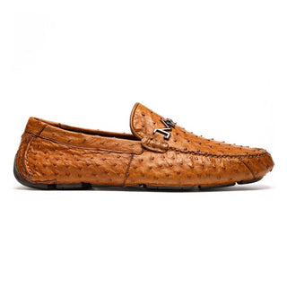 Marco Di Milano Bolonia Men's Shoes Brandy Exotic Ostrich Horse-Bit Driver Loafer (MDM1205)