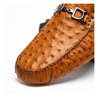 Marco Di Milano Bolonia Men's Shoes Brandy Exotic Ostrich Horse-Bit Driver Loafer (MDM1205)