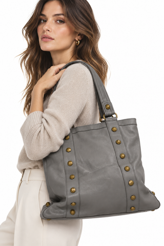 Dellamoda Colby Leather Tote Bag-Dellamoda