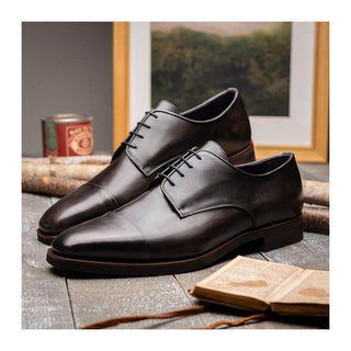 Zelli Italia Enzo Men's Shoes Gray Calf-Skin Leather Cap-toe Derby (ZEL1040)