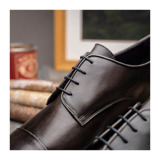 Zelli Italia Enzo Men's Shoes Gray Calf-Skin Leather Cap-toe Derby (ZEL1040)