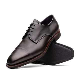 Zelli Italia Enzo Men's Shoes Gray Calf-Skin Leather Cap-toe Derby (ZEL1040)