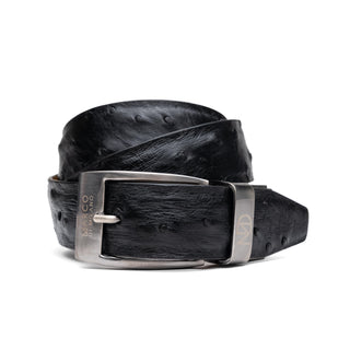 Marco Di Milano Domenico Men's Black Genuine Ostrich Skin Belts (MDMB1047)