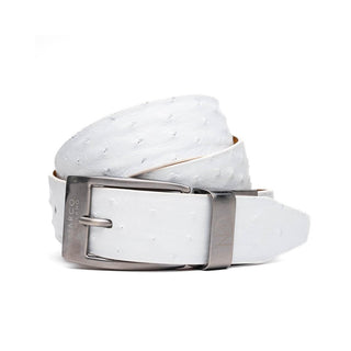 Marco Di Milano Domenico Men's White Genuine Ostrich Skin Belts (MDMB1047)