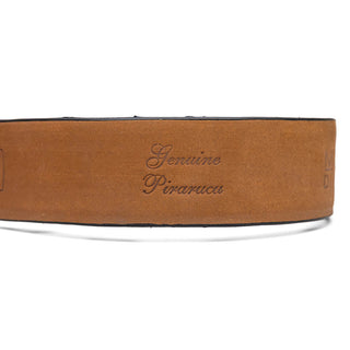 Marco Di Milano Olivieri Men's Red Genuine Pirarucu Belts (MDMB1052)