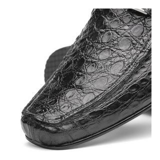 Marco Di Milano Fabro Men's Shoes Gray Exotic Caiman Crocodile Horsebit Loafers (MDM1200)