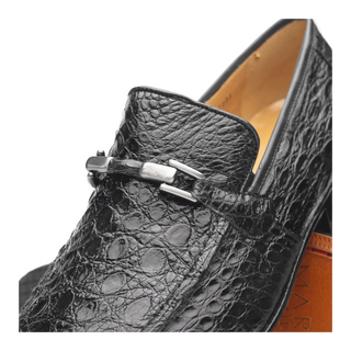Marco Di Milano Fabro Men's Shoes Gray Exotic Caiman Crocodile Horsebit Loafers (MDM1200)