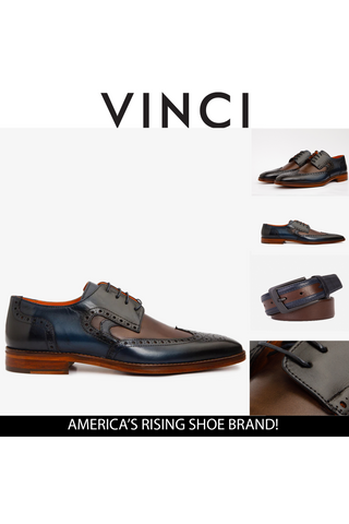 Vinci Neiva Leather Derby - Navy & Brown