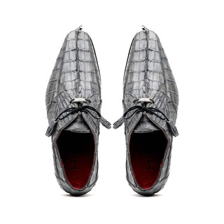 Marco Di Milano Cancun Men's Shoes Gray Exotic Hornback Crocodile Skin Derby (MDM1003)