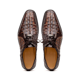 Marco Di Milano Caribe Men's Shoes Orix & Brown Genuine Hornback Caiman Crocodile Derby (MDM1118)
