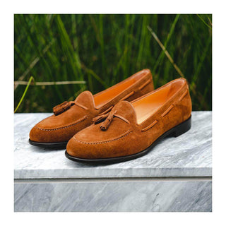 Zelli Italia Franco Men's Shoes Tobacco Suede Calf-Skin Tassel Loafer (ZEL1025)