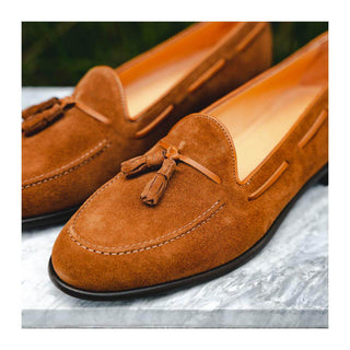 Zelli Italia Franco Men's Shoes Tobacco Suede Calf-Skin Tassel Loafer (ZEL1025)