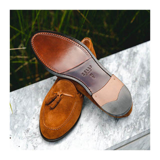 Zelli Italia Franco Men's Shoes Tobacco Suede Calf-Skin Tassel Loafer (ZEL1025)