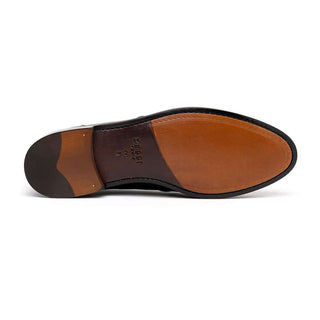 Zelli Italia Franco Men's Shoes Black Teju Lizard Skin Tassel Loafer (ZEL1006)