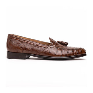 Zelli Italia Franco Men’s Shoes Brown Ostrich Skin Tassel Loafer (ZEL1015)