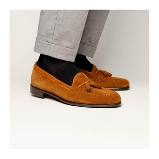 Zelli Italia Franco Men's Shoes Tobacco Suede Calf-Skin Tassel Loafer (ZEL1025)