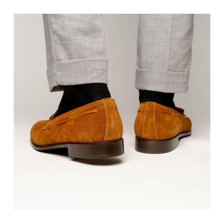 Zelli Italia Franco Men's Shoes Tobacco Suede Calf-Skin Tassel Loafer (ZEL1025)