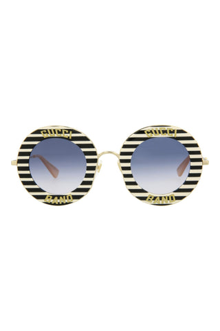 Gucci  Stripes Black/Ivory/Endura Gold Sunglasses