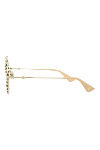 Gucci  Stripes Black/Ivory/Endura Gold Sunglasses