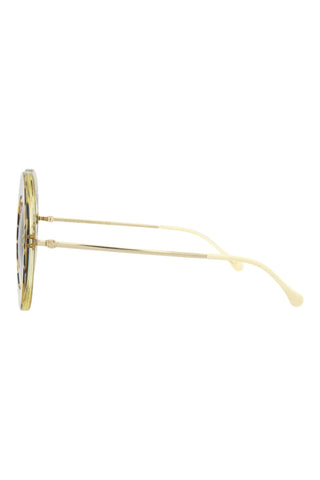 Gucci  Transparent Yellow/Blue + Yellow Horsebit Silk Sunglasses