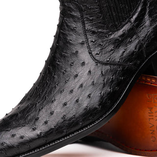 Marco Di Milano Giorgio Men's Shoes Black Genuine Ostrich Quill Boots (MDM1151)