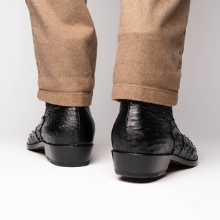 Marco Di Milano Giorgio Men's Shoes Black Genuine Ostrich Quill Boots (MDM1151)