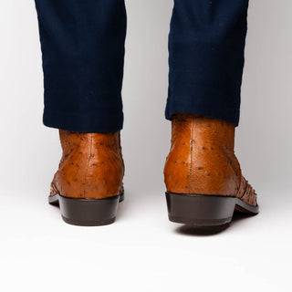 Marco Di Milano Giorgio Men's Shoes Brandy Genuine Ostrich Quill Boots (MDM1151)