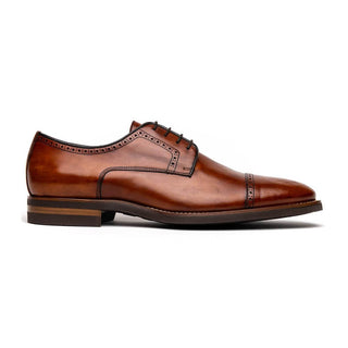 Zelli Italia Giovanni Men's Shoes Cognac Calf-Skin Leather Cap-Toe Derby (ZEL1038)
