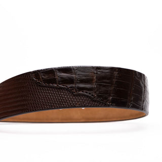 Marco Di Milano Giovanni Men's Brown Genuine Lizard & Crocodile Skin Belts (MDMB1049)
