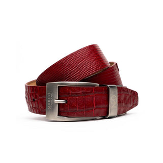 Marco Di Milano Giovanni Men's Red Genuine Lizard & Crocodile Skin Belts (MDMB1049)