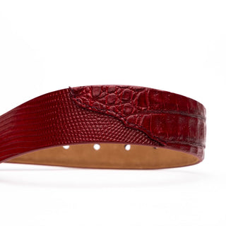 Marco Di Milano Giovanni Men's Red Genuine Lizard & Crocodile Skin Belts (MDMB1049)