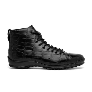 Marco Di Milano Hermond Men's Shoes Black Exotic Alligator High-Top Sneakers (MDM1194)