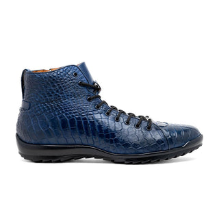 Marco Di Milano Hermond Men's Shoes Navy Exotic Alligator High-Top Sneakers (MDM1194)