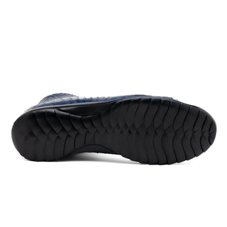 Marco Di Milano Hermond Men's Shoes Navy Exotic Alligator High-Top Sneakers (MDM1194)