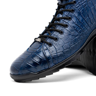 Marco Di Milano Hermond Men's Shoes Navy Exotic Alligator High-Top Sneakers (MDM1194)