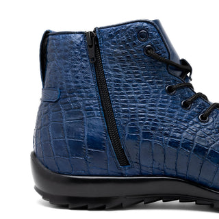 Marco Di Milano Hermond Men's Shoes Navy Exotic Alligator High-Top Sneakers (MDM1194)