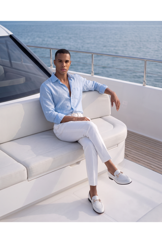 Vinci Monaco Leather Horse-Bit Loafer - White