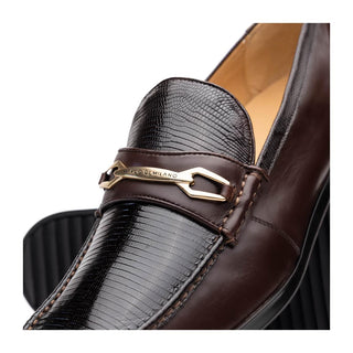 Marco Di Milano Ravello Men's Shoes Brown Exotic Lizard / Calf-Skin Leather Horsebit Loafers (MDM1083)