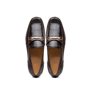 Marco Di Milano Ravello Men's Shoes Brown Exotic Lizard / Calf-Skin Leather Horsebit Loafers (MDM1083)